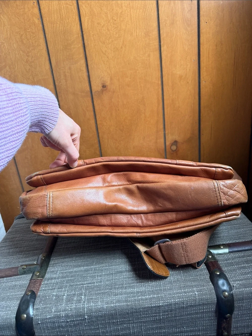 Classic Men's Brown Leather Messenger Bag with Buckle Flap